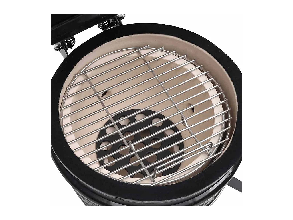 Barbecue à fumoir Kamado 2-en-1 Céramique 56 cm Noir