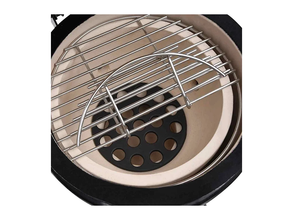 Barbecue à fumoir Kamado 2-en-1 Céramique 56 cm Noir