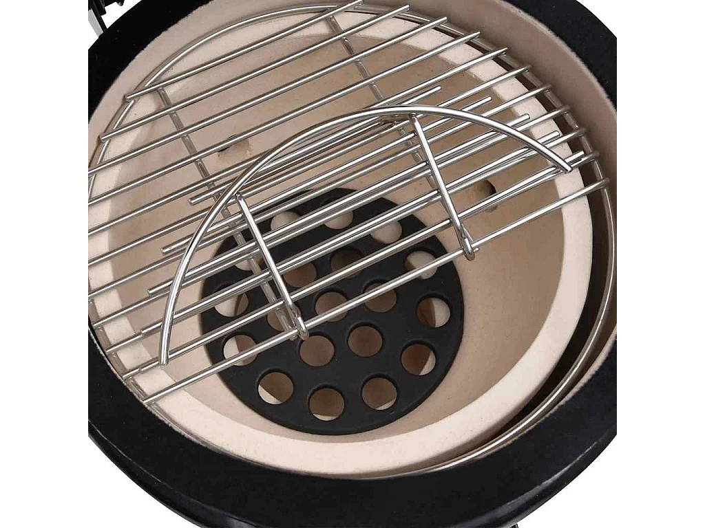 2-in-1 Kamado-Grill Smoker Keramik 56 cm Schwarz