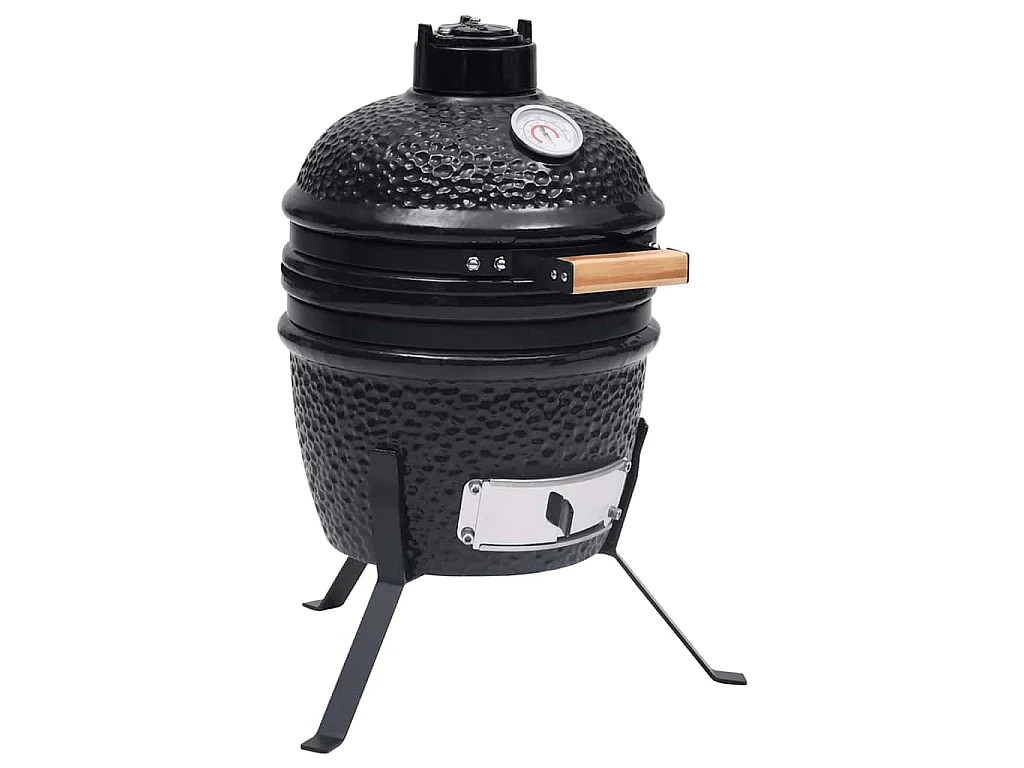 Kamado barbecue 2-in-1 56 cm keramiek zwart