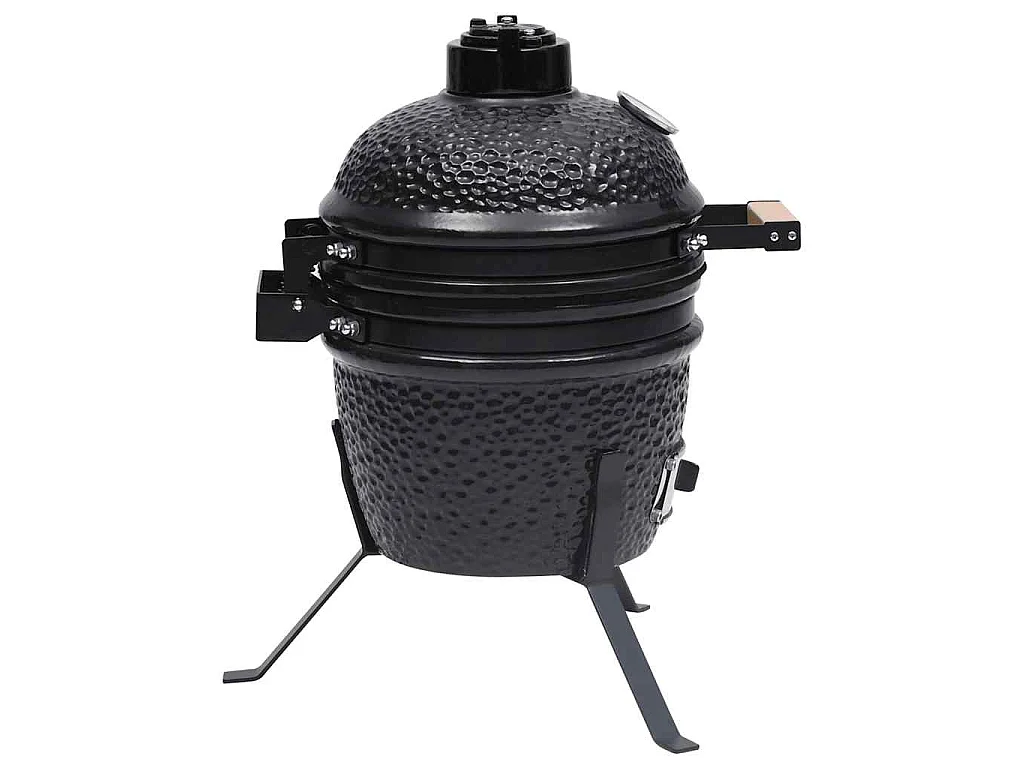 Kamado barbecue 2-in-1 56 cm keramiek zwart