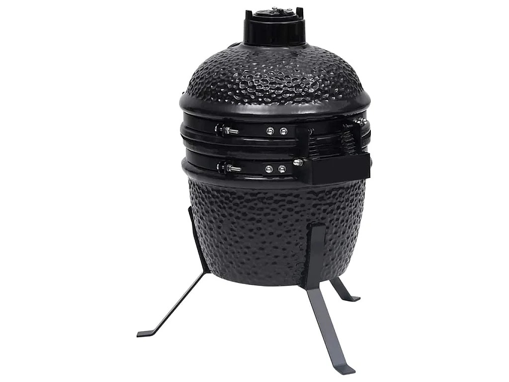 Kamado barbecue 2-in-1 56 cm keramiek zwart