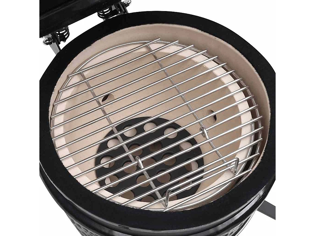 Kamado barbecue 2-in-1 56 cm keramiek zwart