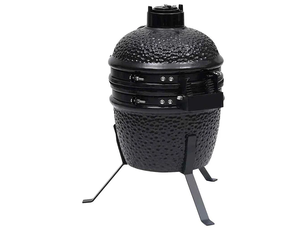 Barbecue à fumoir Kamado 2-en-1 Céramique 56 cm Noir