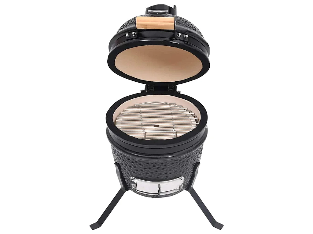 Barbecue à fumoir Kamado 2-en-1 Céramique 56 cm Noir