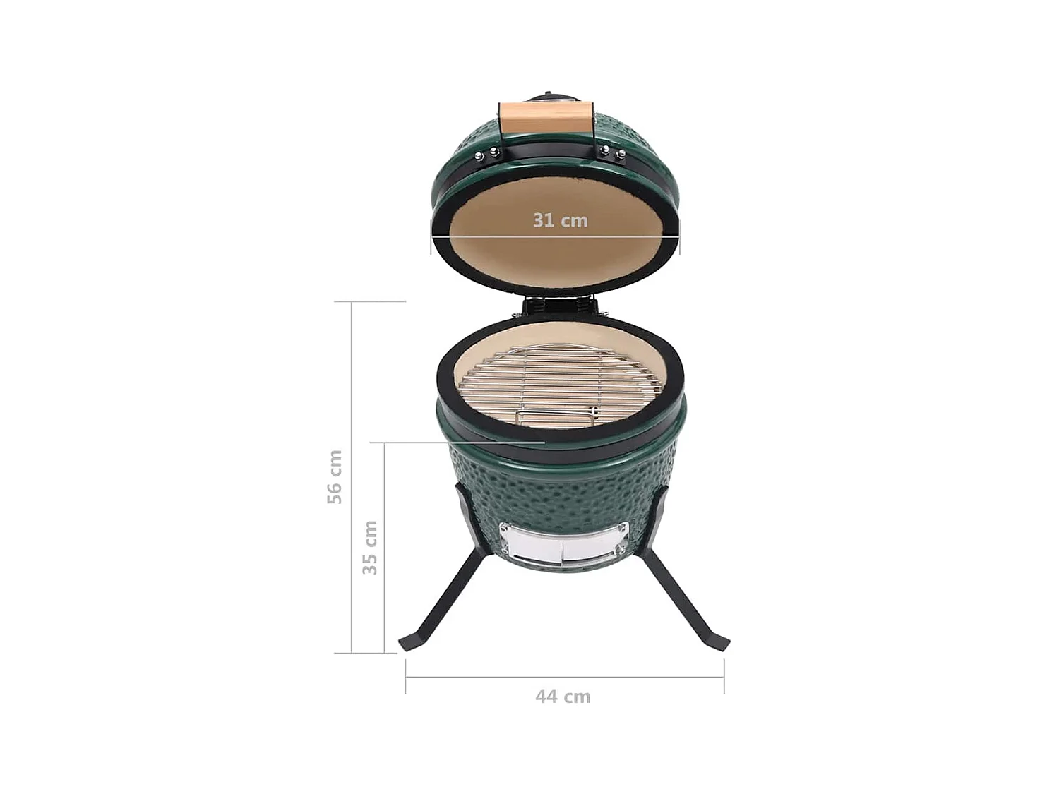 Barbecue à fumoir Kamado 2-en-1 Céramique 56 cm Vert