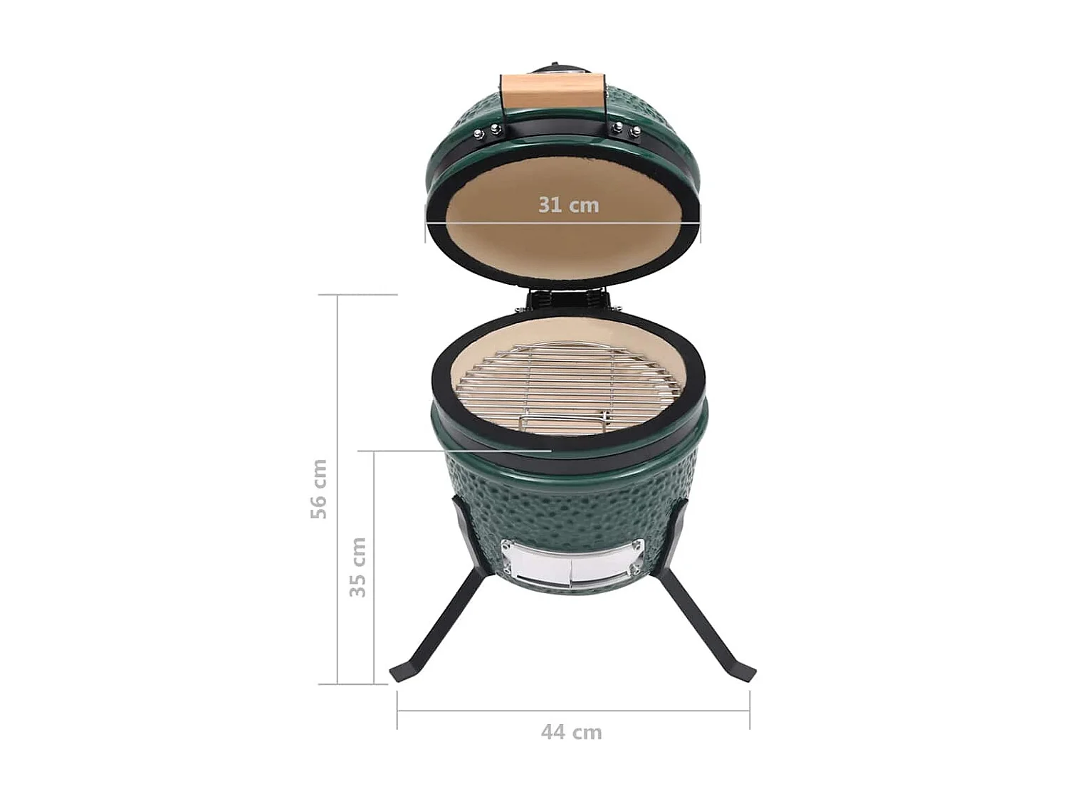 Churrasqueira/defumador Kamado 2-em-1 cerâmica 56 cm verde