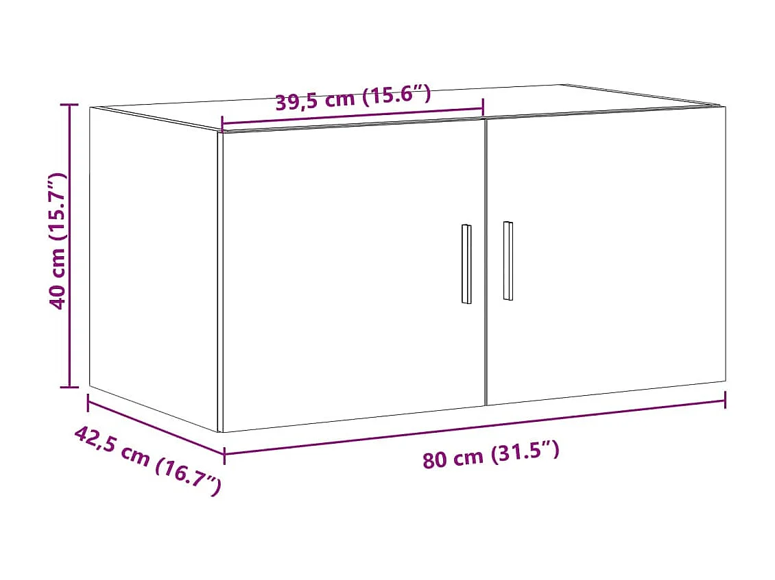 Armoire murale chêne fumé 80x42,5x40 cm bois d'ingénierie