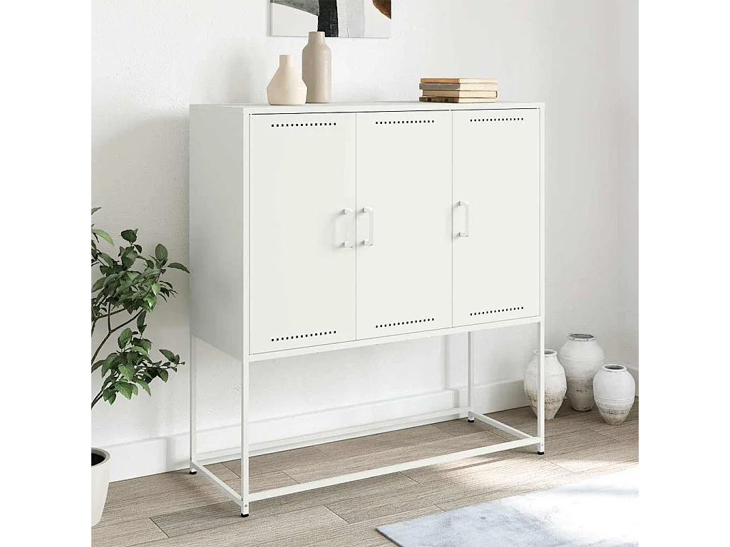 Credenza Bianca 100,5x39x107 cm in Acciaio