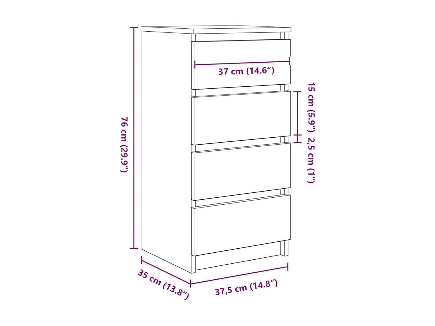 Buffet blanc 37,5x35x76 cm bois d'ingénierie