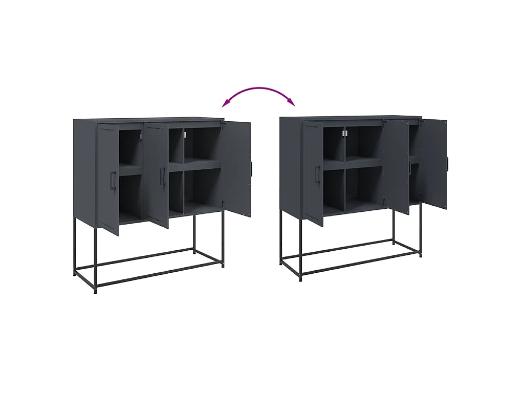 Buffet haut anthracite 100,5x39x107 cm acier