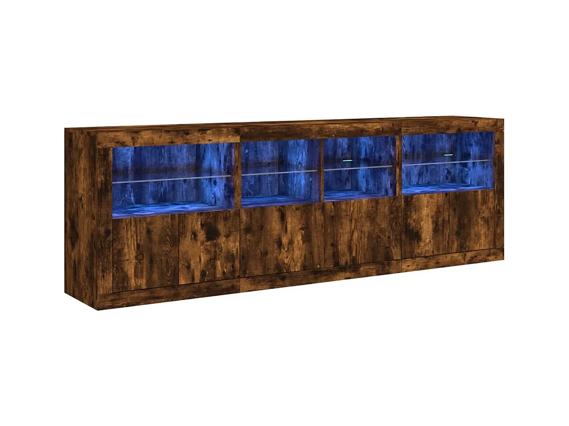 Sideboard mit LED-Leuchten Räuchereiche 202x37x67 cm