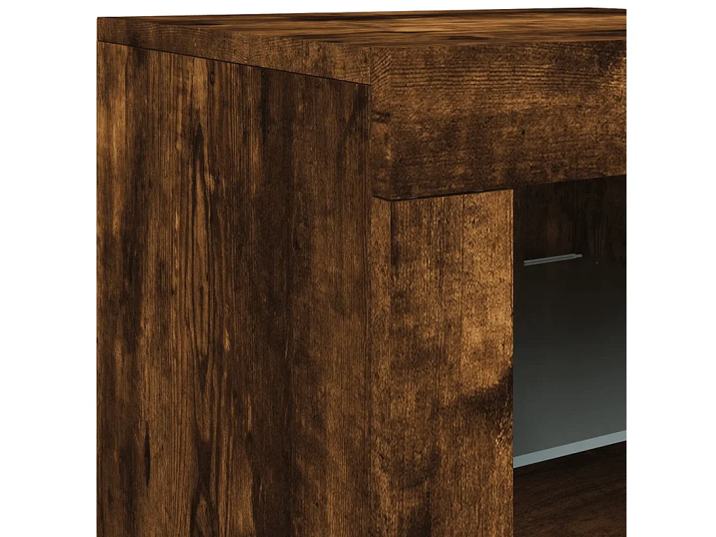 Sideboard mit LED-Leuchten Räuchereiche 202x37x67 cm