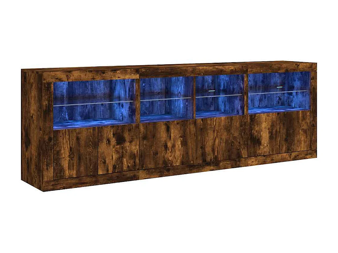 Sideboard mit LED-Leuchten Räuchereiche 202x37x67 cm