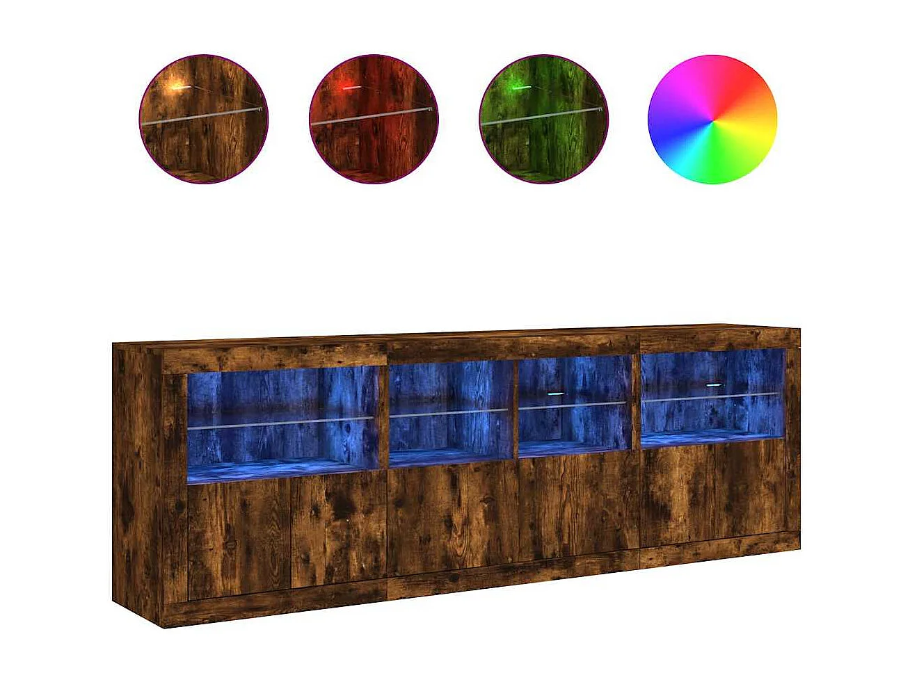 Sideboard mit LED-Leuchten Räuchereiche 202x37x67 cm