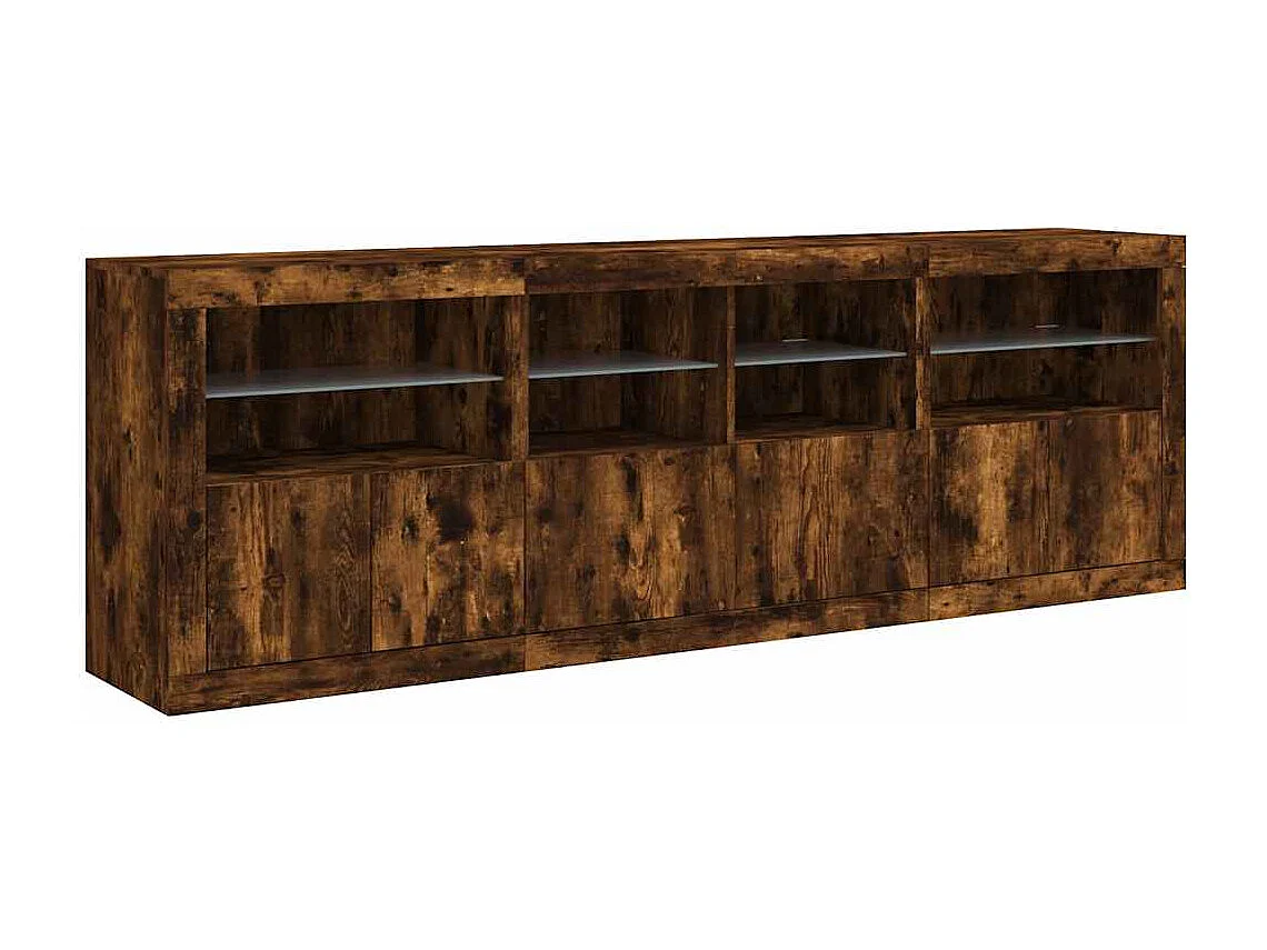 Sideboard mit LED-Leuchten Räuchereiche 202x37x67 cm