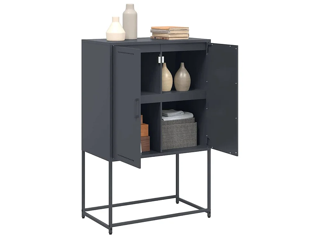 Buffet haut anthracite 68,5x38,5x107 cm acier