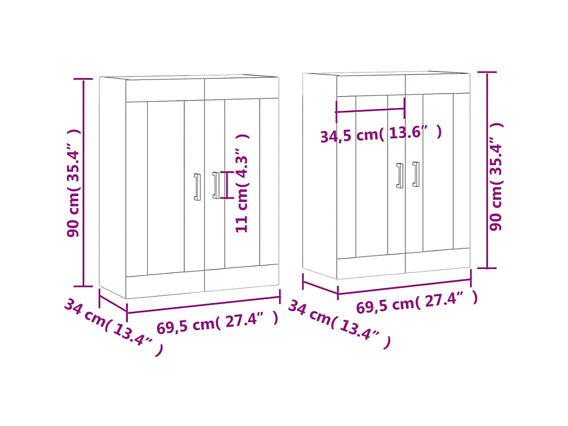 Armoires murales 2 pcs chêne sonoma bois d'ingénierie