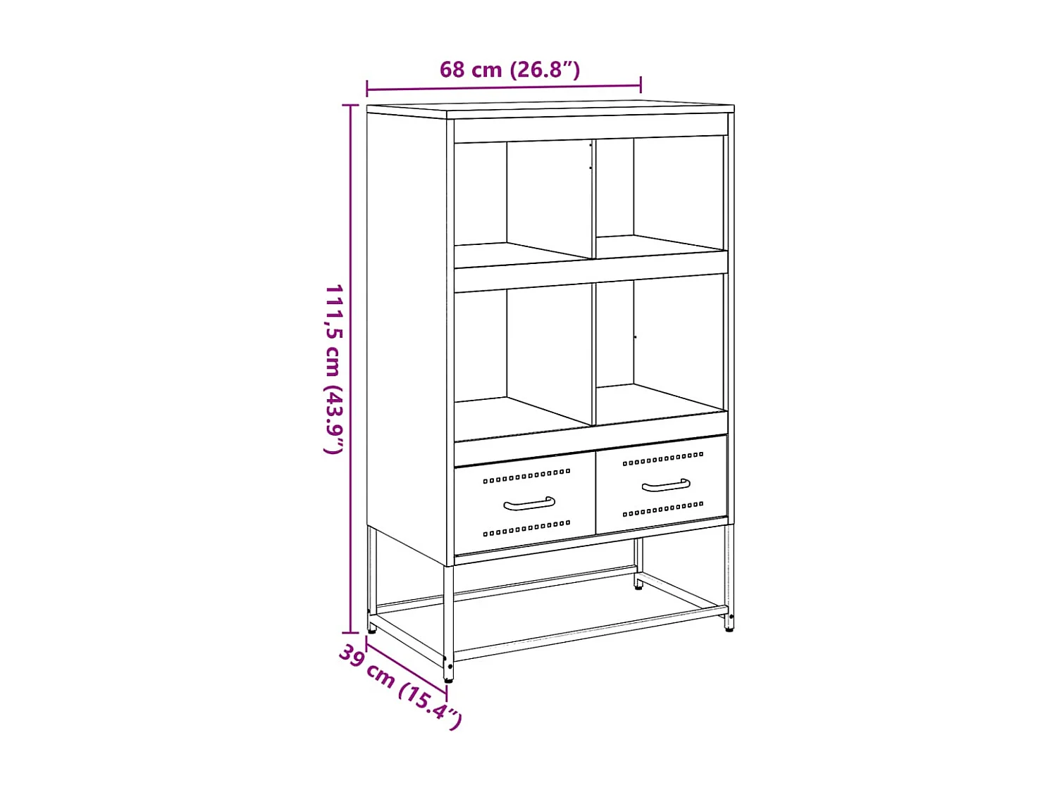 Buffet haut blanc 68x39x111,5 cm acier