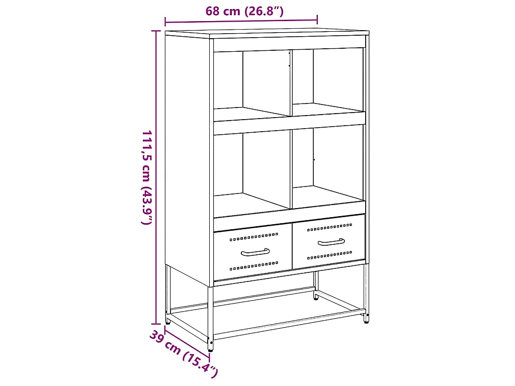 Buffet haut blanc 68x39x111,5 cm acier