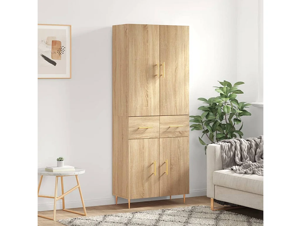 Buffet haut Chêne sonoma 69,5x34x180 cm Bois d'ingénierie
