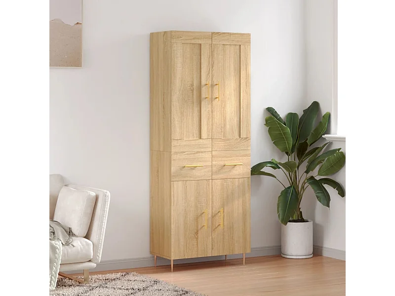 Highboard Sonoma-Eiche 69,5x34x180 cm Holzwerkstoff