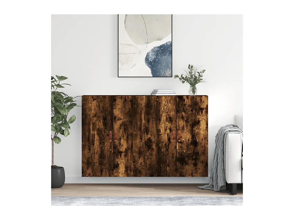 Hangkasten 2 st 69,5x34x90 cm gerookt eikenkleurig