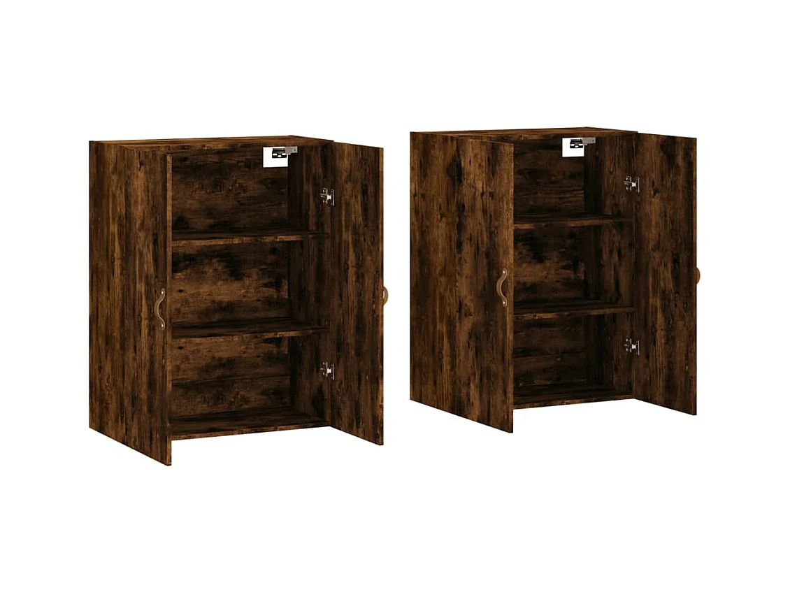 Hangkasten 2 st 69,5x34x90 cm gerookt eikenkleurig