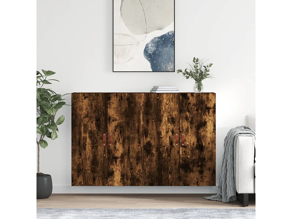 Armoires murales 2 pcs chêne fumé 69,5x34x90 cm