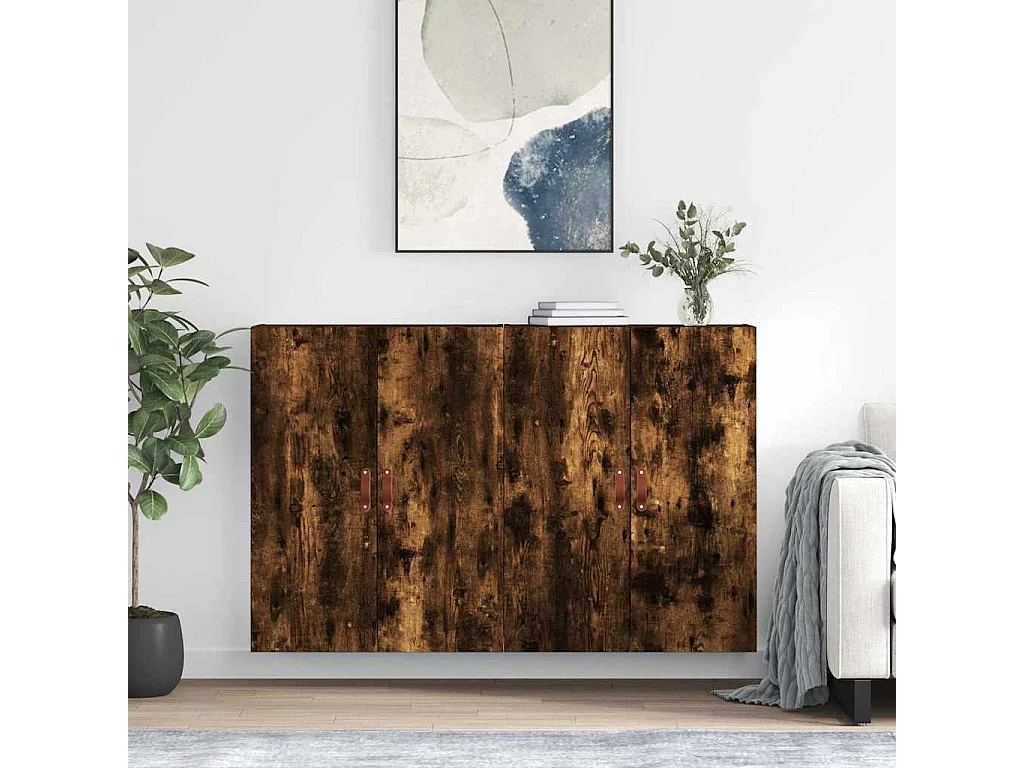 Wandschränke 2 Stk. Räuchereiche 69,5x34x90 cm