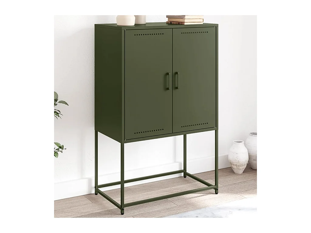 Buffet haut vert olive 68,5x38,5x107 cm acier