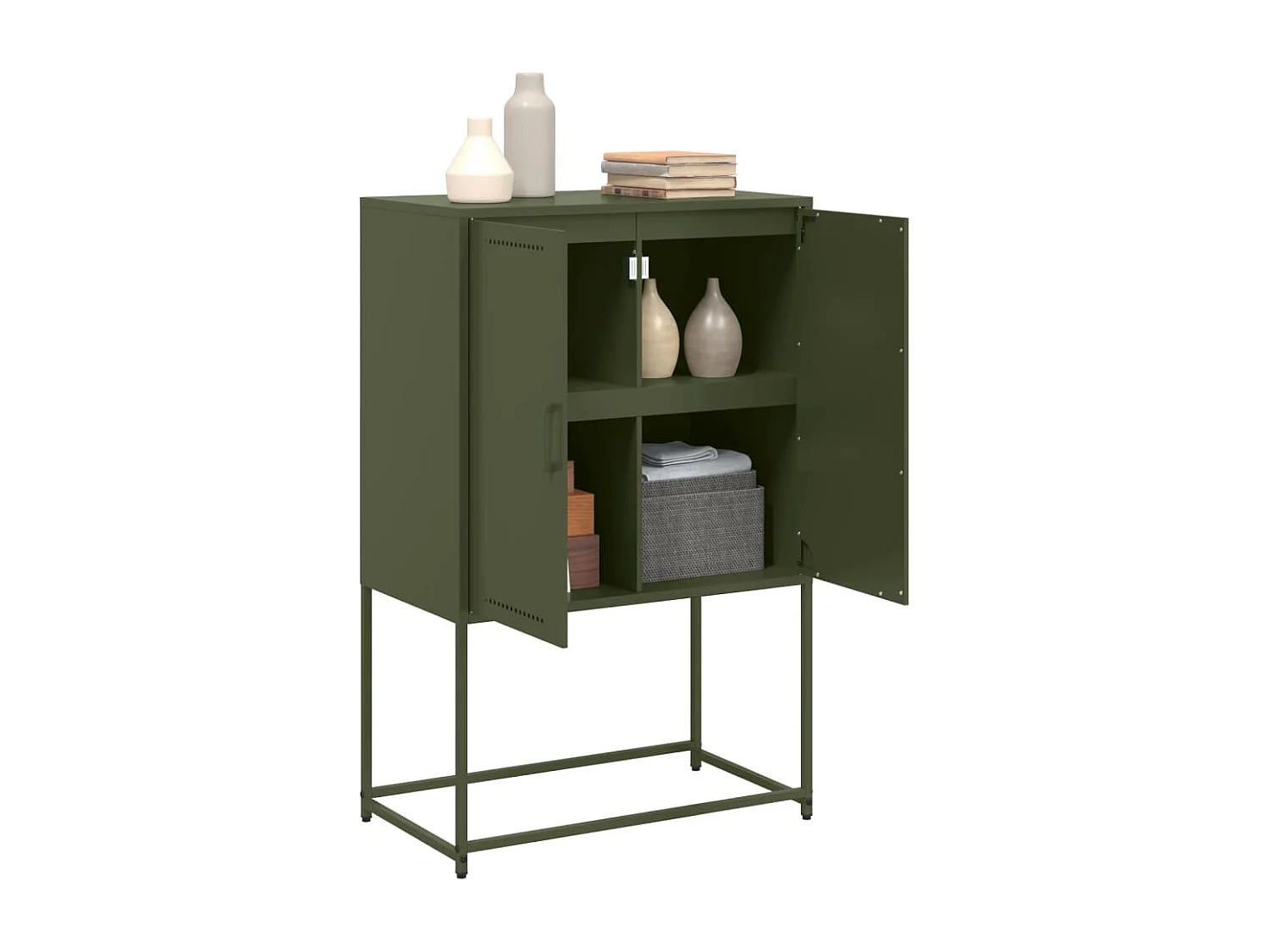 Hoge kast 68,5x38,5x107 cm staal olijfgroen