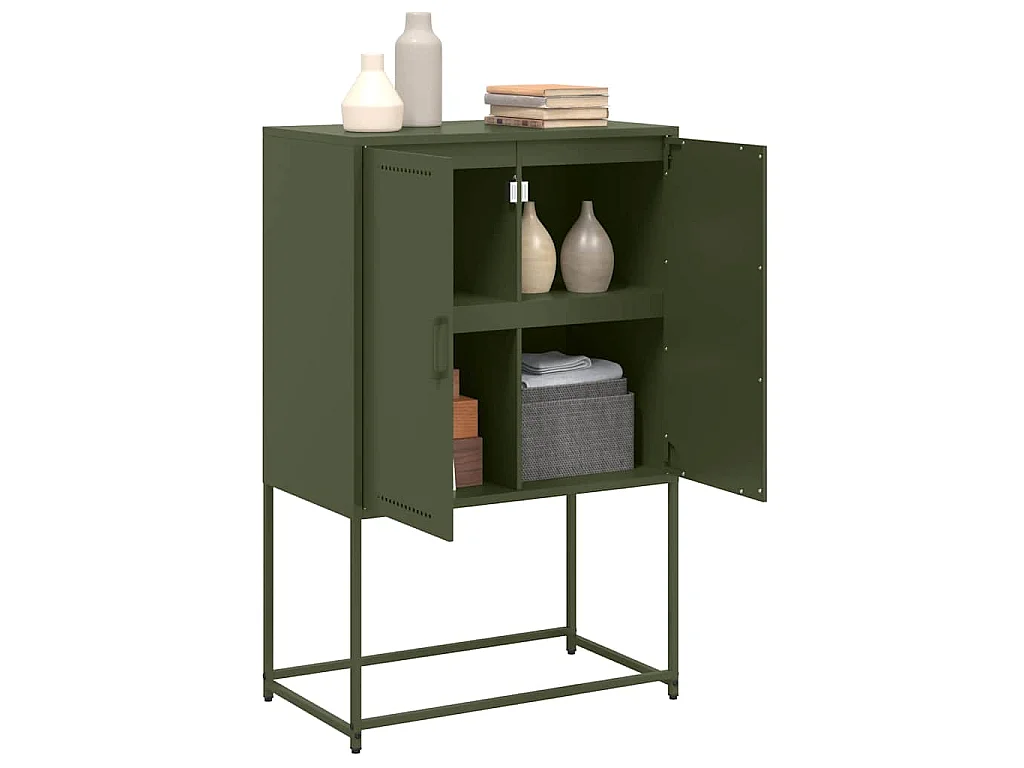 Buffet haut vert olive 68,5x38,5x107 cm acier