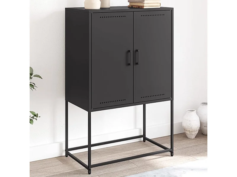 Buffet haut noir 68,5x38,5x107 cm acier