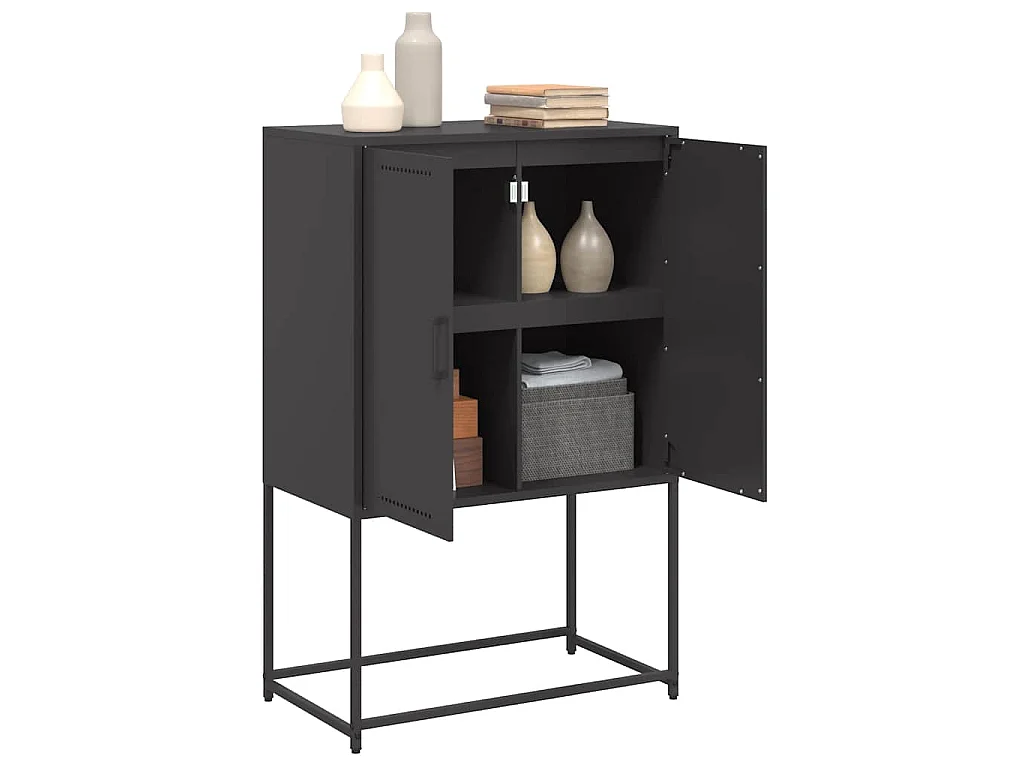 Buffet haut noir 68,5x38,5x107 cm acier