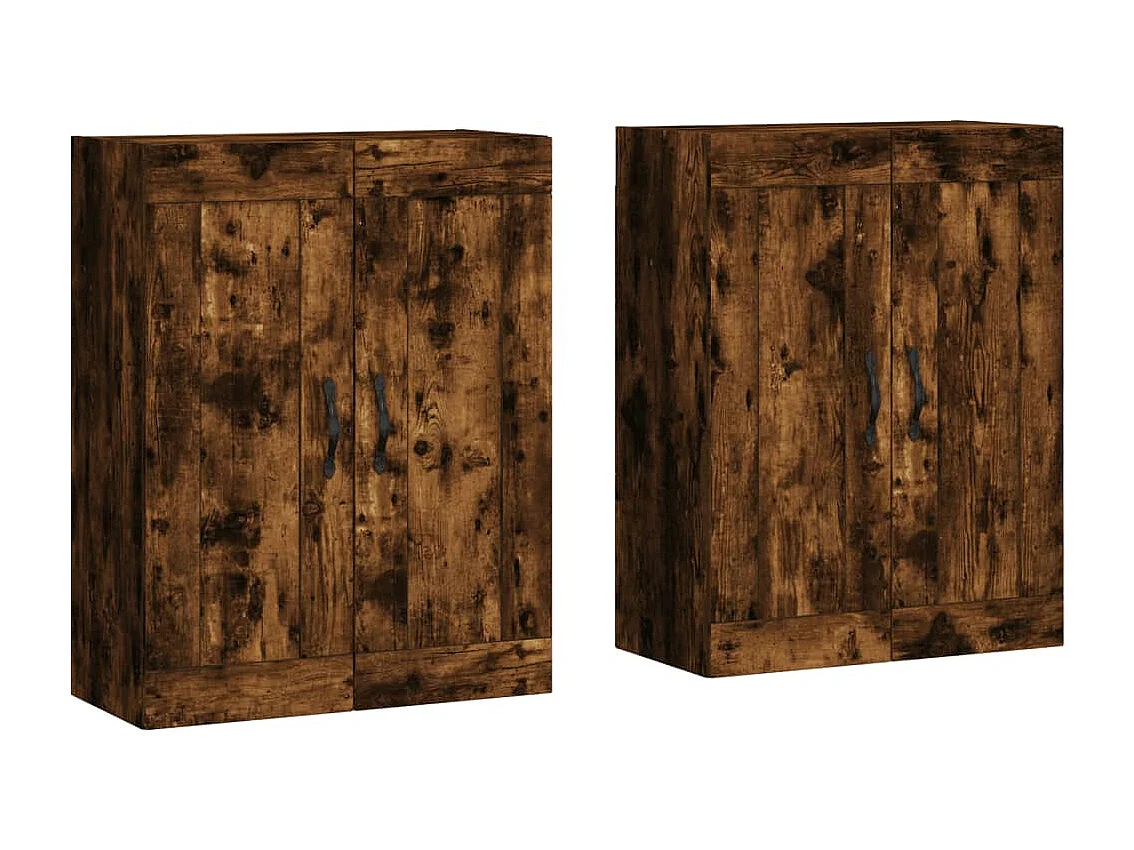 Armadietti a Parete 2 pz Rovere Fumo in Legno Multistrato