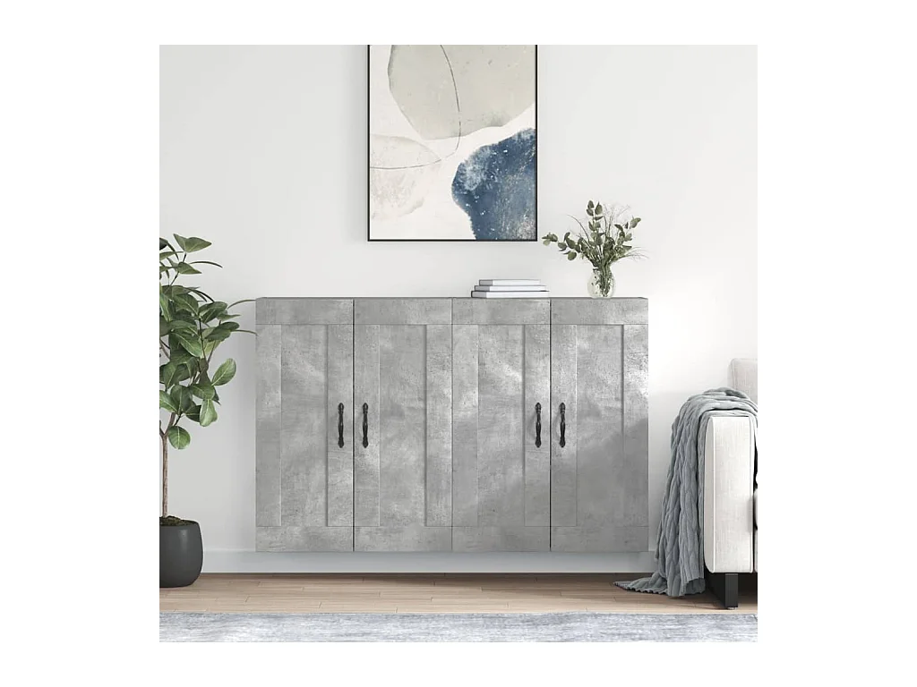 Armoires murales 2 pcs gris béton bois d'ingénierie