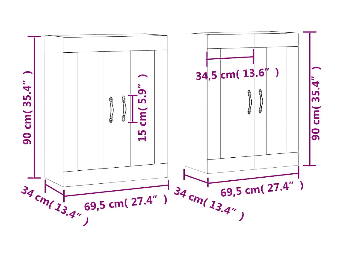 Armoires murales 2 pcs gris béton bois d'ingénierie