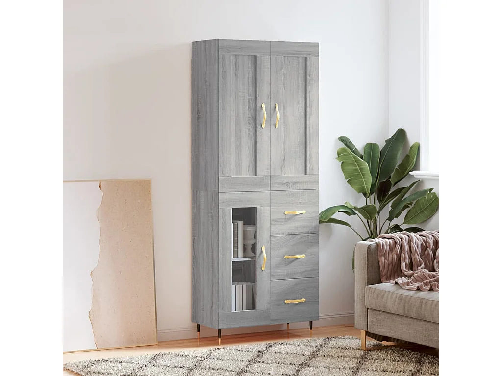 Buffet haut Sonoma gris 69,5x34x180 cm Bois d'ingénierie