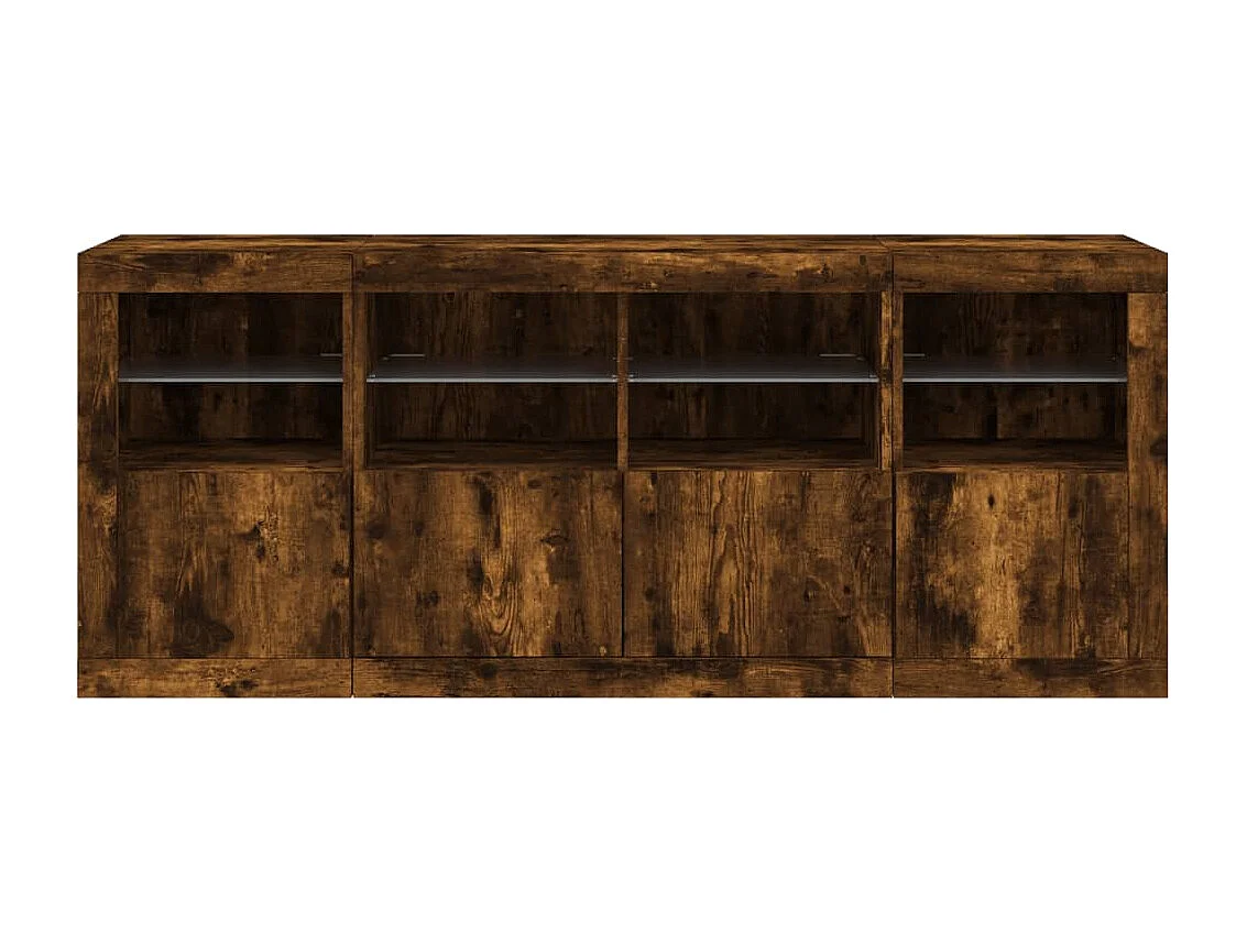 Dressoir met LED-verlichting 163x37x67 cm gerookt eikenkleurig