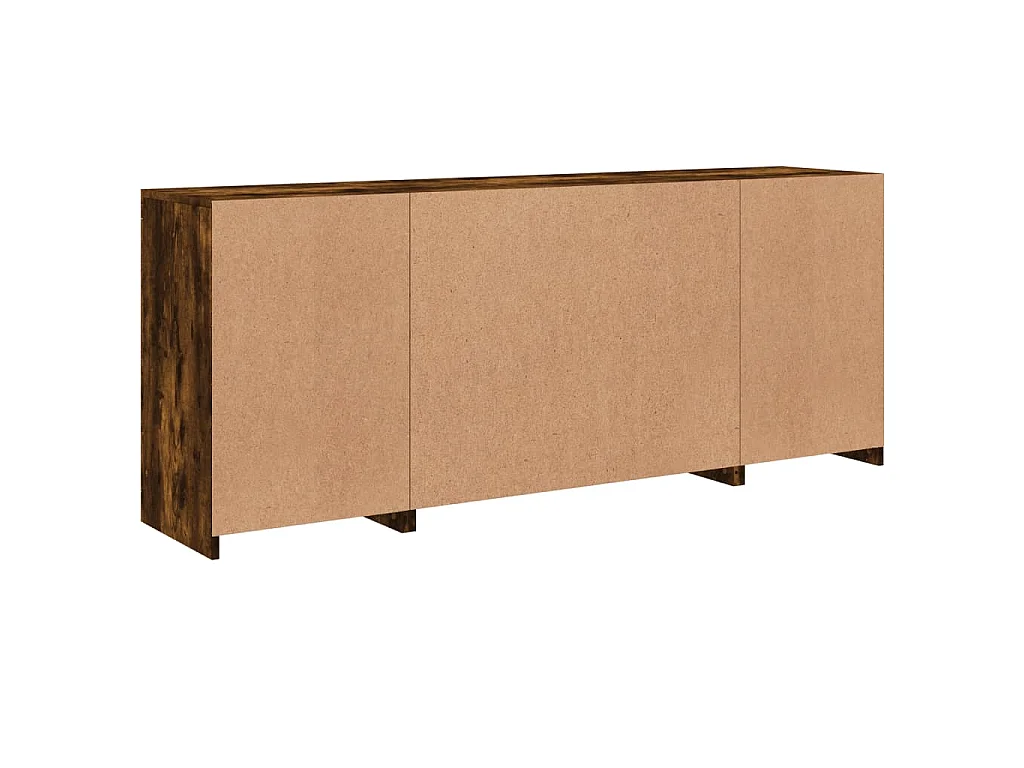 Buffet avec lumières LED chêne fumé 163x37x67 cm