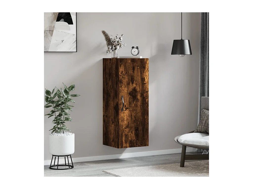 Armoire murale chêne fumé 34,5x34x90 cm bois d'ingénierie