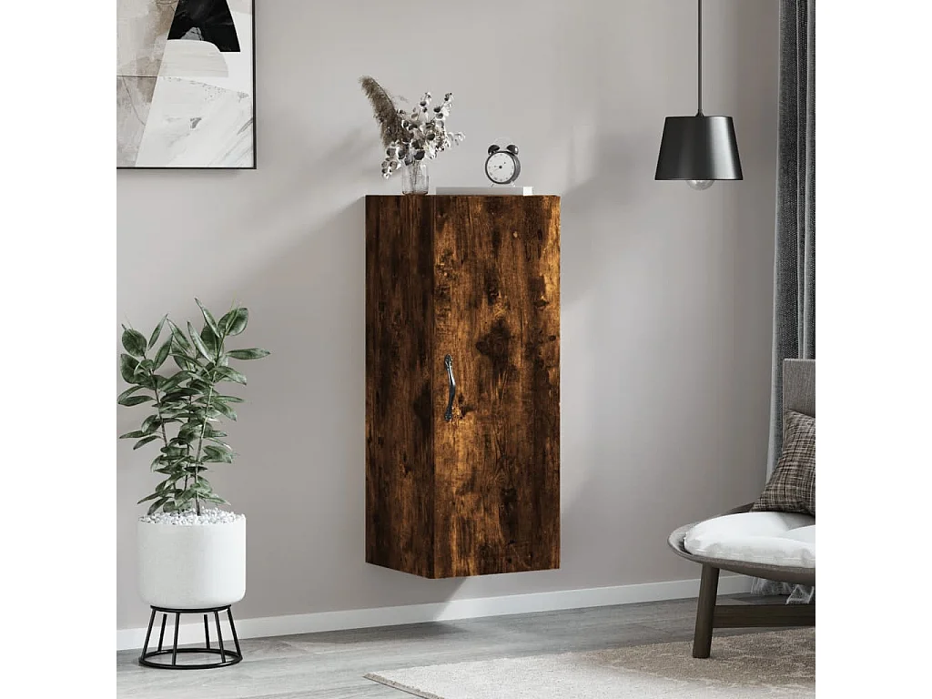 Armoire murale chêne fumé 34,5x34x90 cm bois d'ingénierie
