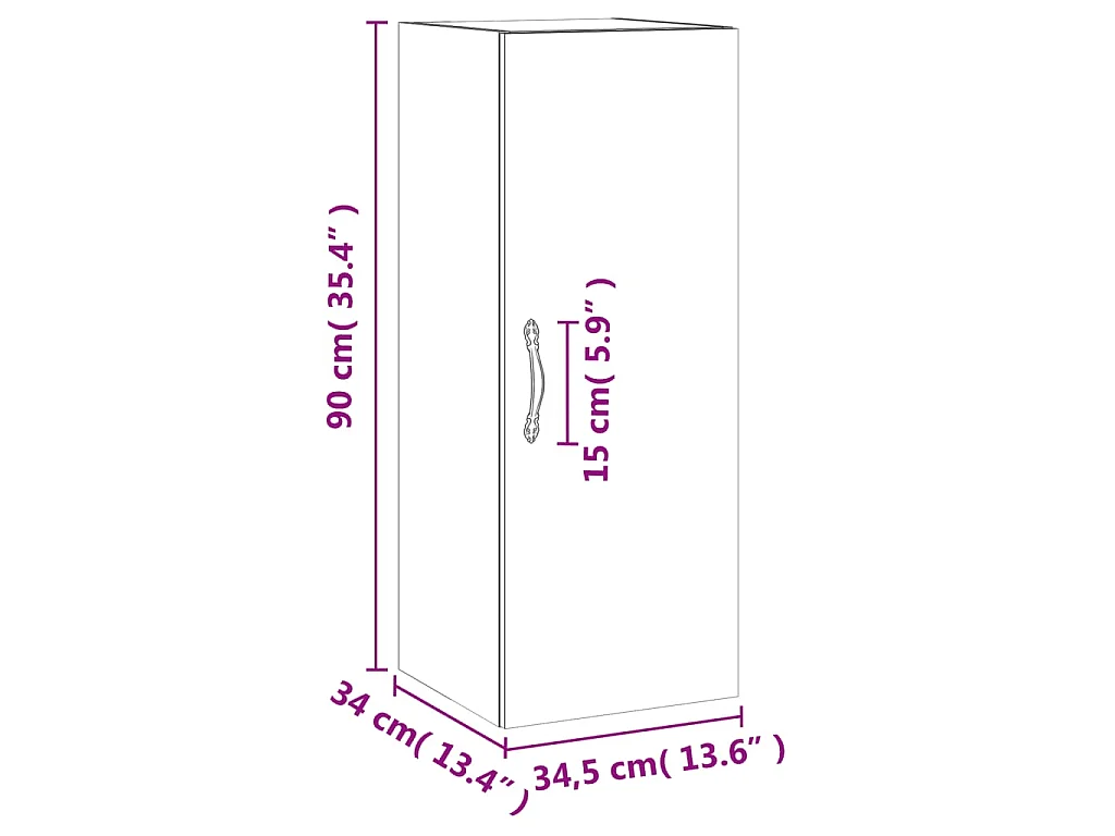 Armoire murale chêne fumé 34,5x34x90 cm bois d'ingénierie
