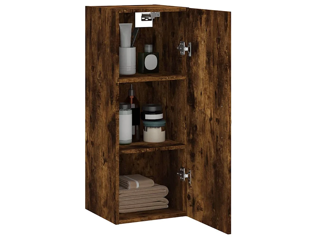 Armoire murale chêne fumé 34,5x34x90 cm bois d'ingénierie
