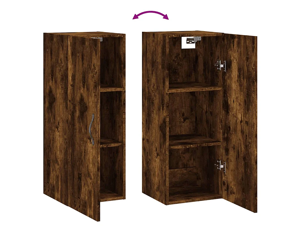 Armoire murale chêne fumé 34,5x34x90 cm bois d'ingénierie