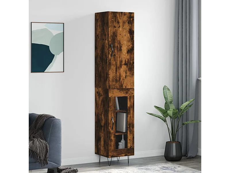 Highboard Räuchereiche 34,5x34x180 cm Holzwerkstoff