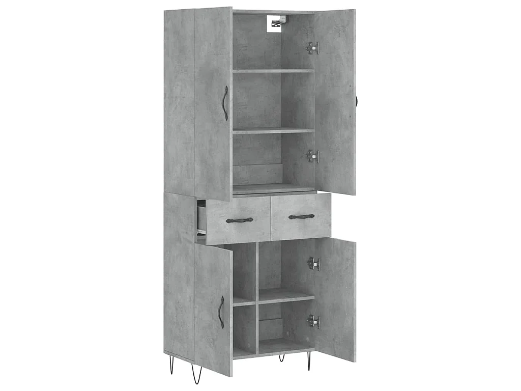 Highboard Betongrau 69,5x34x180 cm Holzwerkstoff