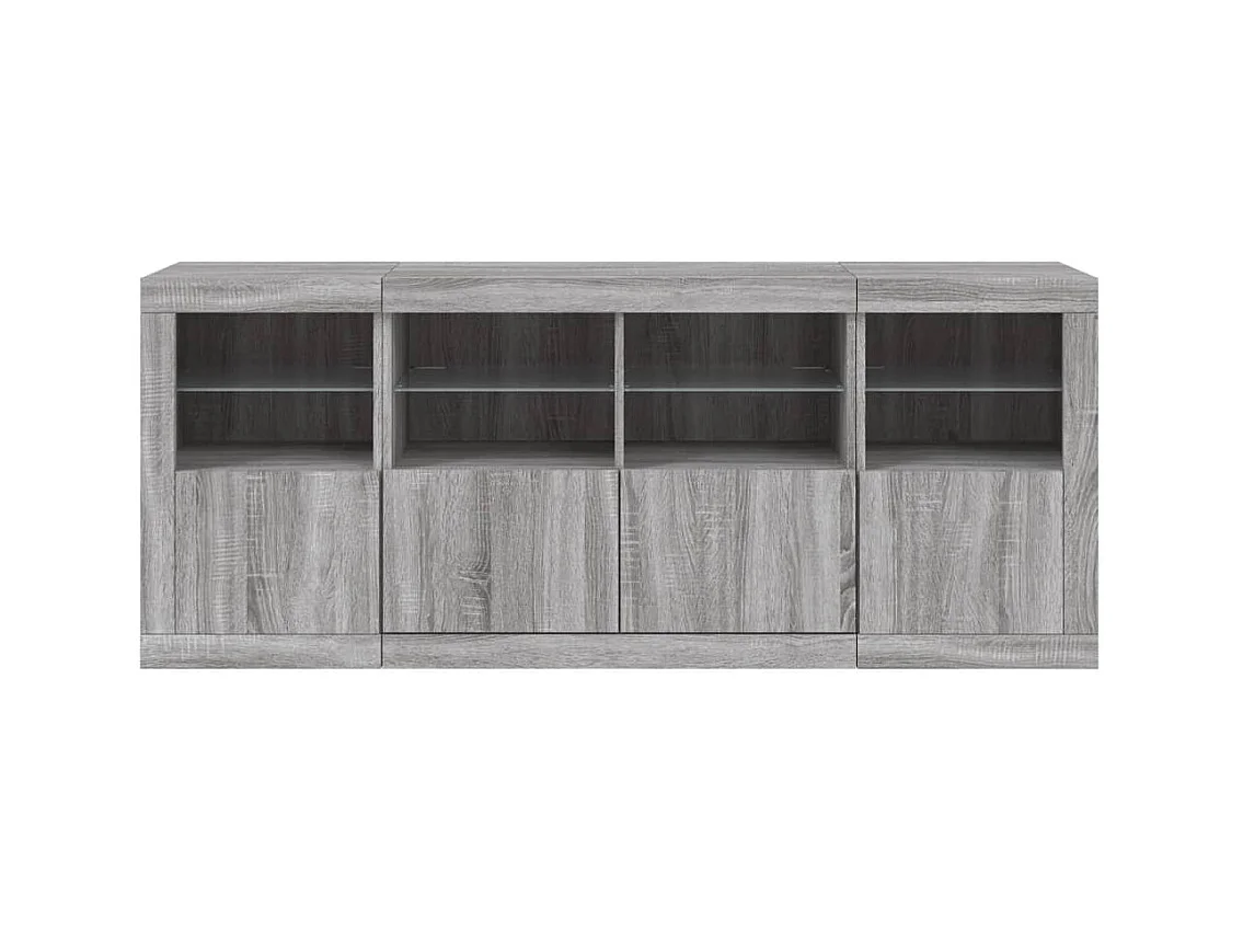 Buffet avec lumières LED sonoma gris 163x37x67 cm