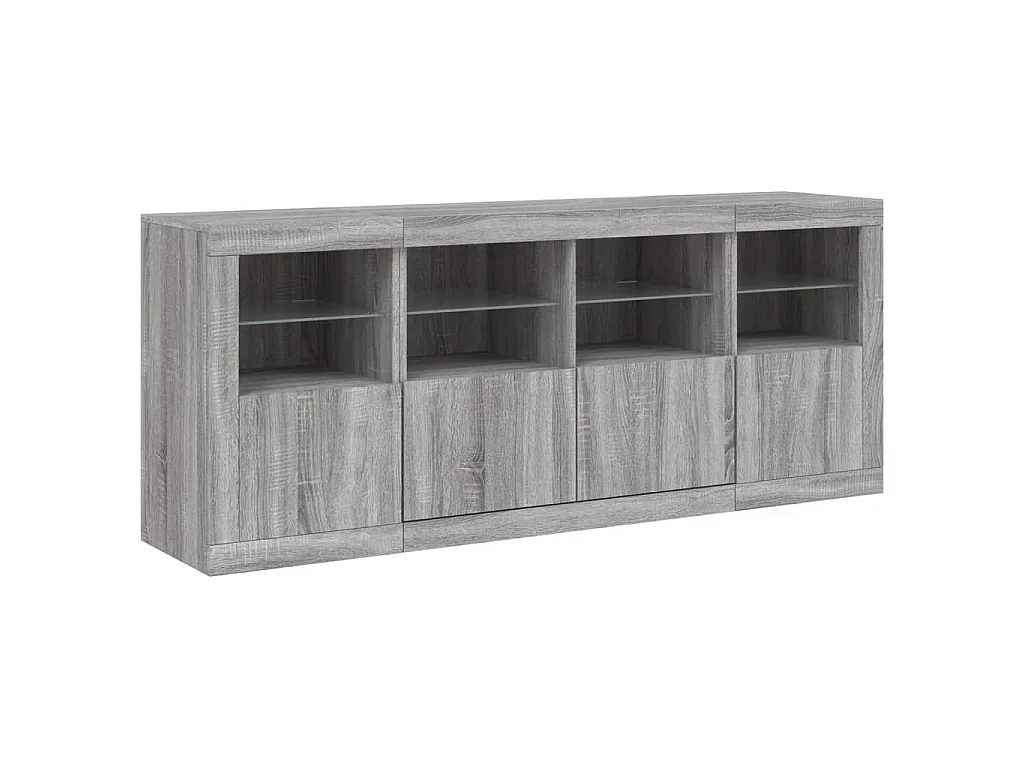 Credenza con Luci LED Grigio Sonoma 163x37x67 cm
